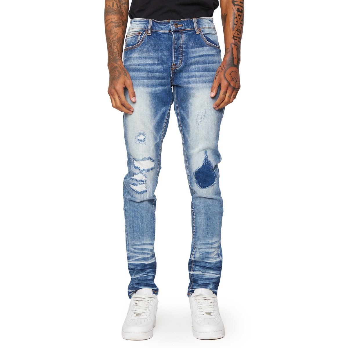 VALABASAS スリムフィットデニム ライトブルー30 flame-stacked-flare-jean-light