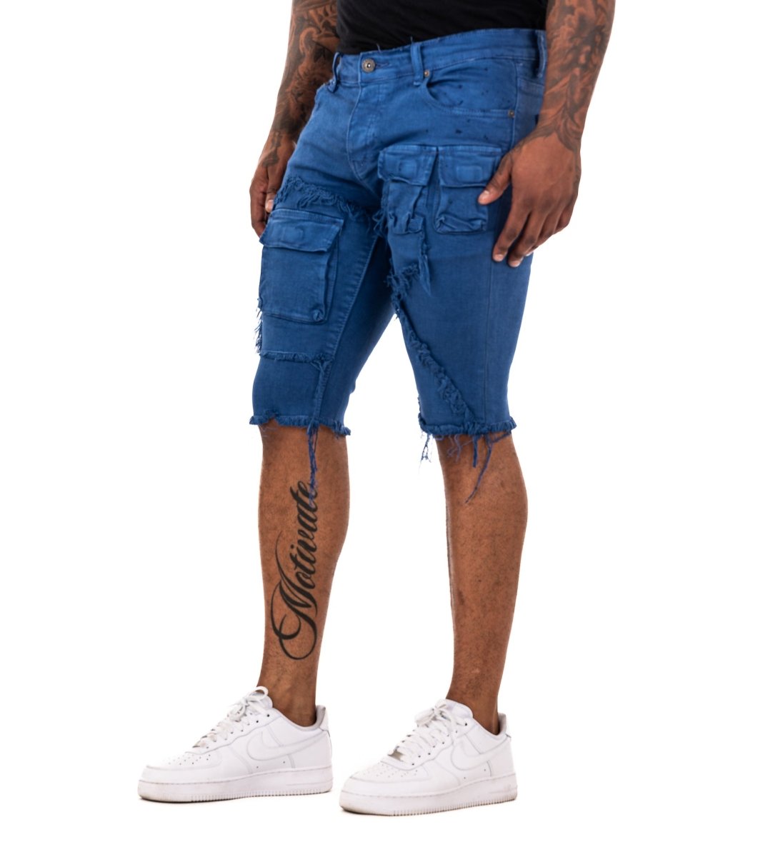 "SANTORINI” DENIM SHORTS BLUE REALE - Valabasas