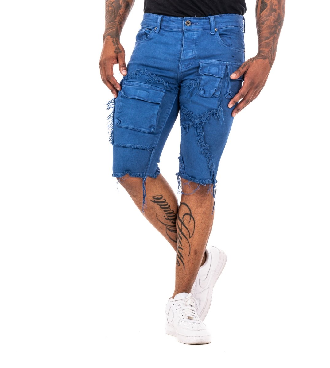 "SANTORINI” DENIM SHORTS BLUE REALE - Valabasas
