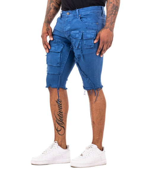 "SANTORINI” DENIM SHORTS BLUE REALE - Valabasas