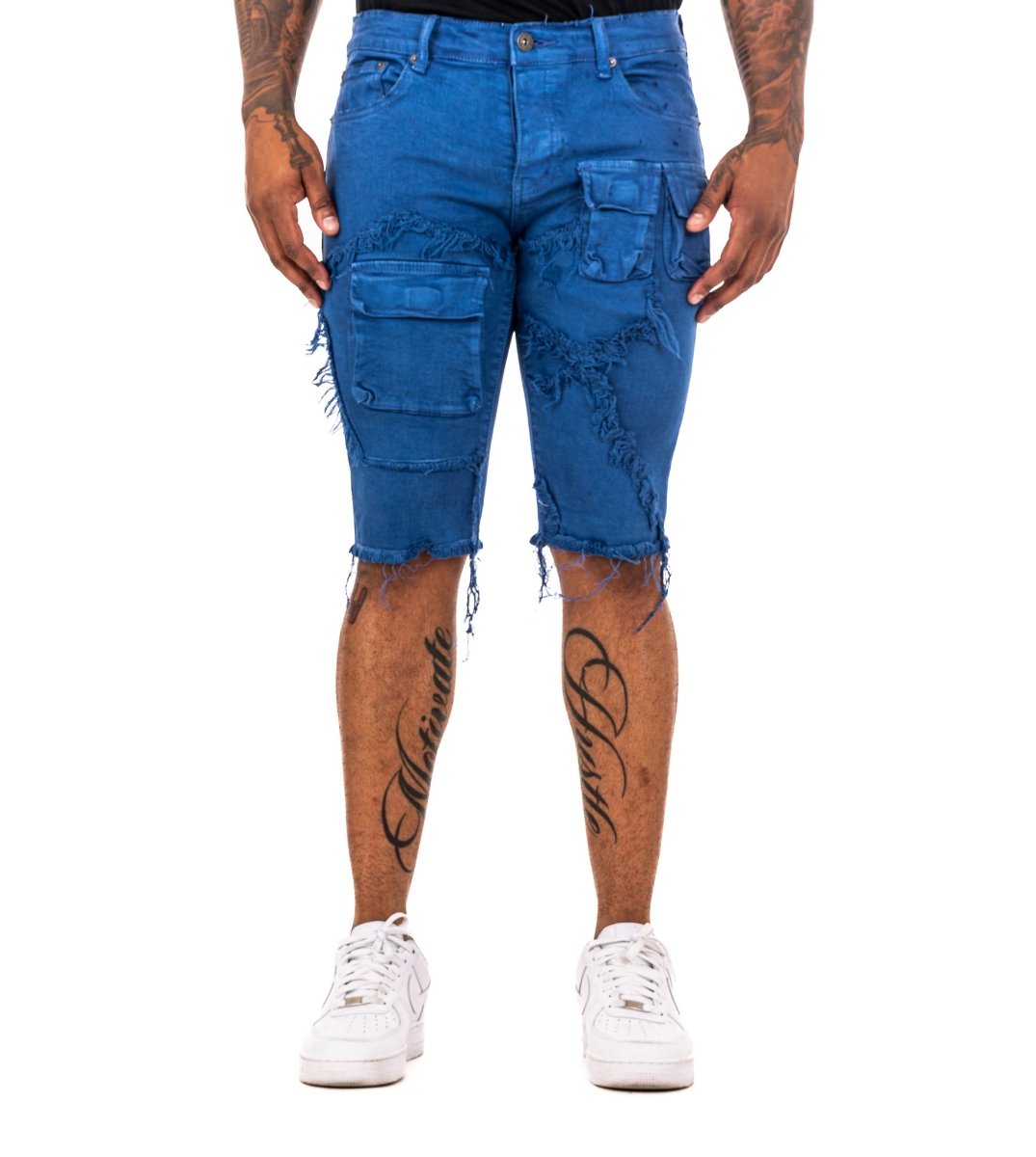 "SANTORINI” DENIM SHORTS BLUE REALE - Valabasas