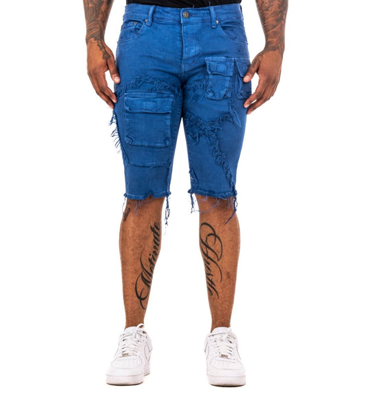 "SANTORINI” DENIM SHORTS BLUE REALE - Valabasas