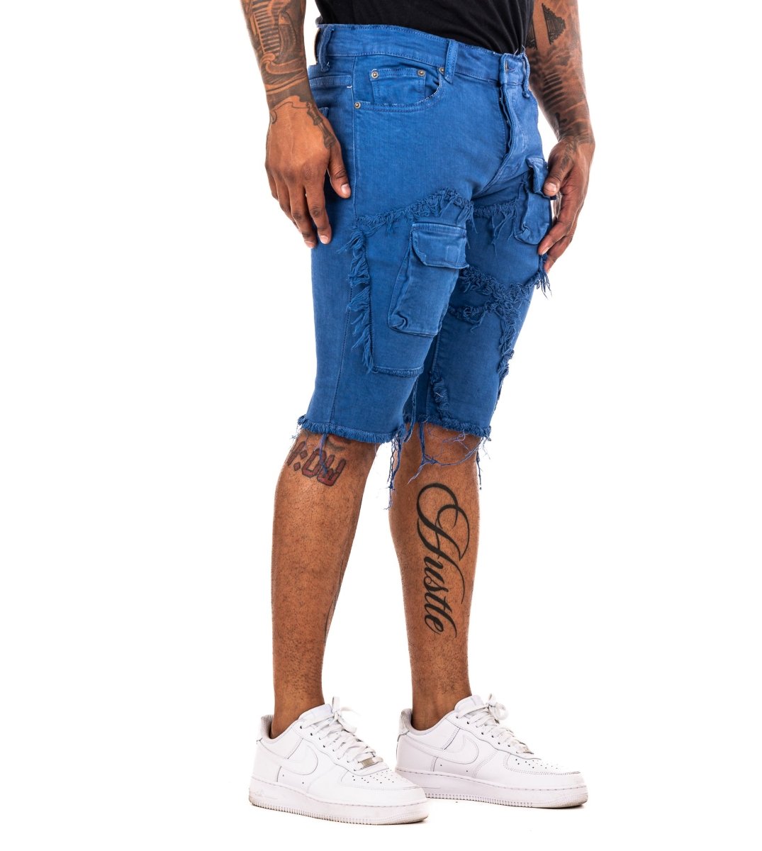 "SANTORINI” DENIM SHORTS BLUE REALE - Valabasas