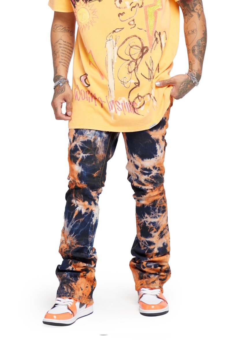 “SPIRAL GALAXY” STACKED FLARE JEAN ARANCIA NERO - Valabasas