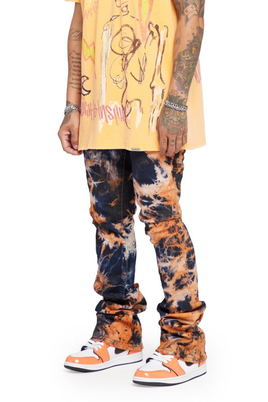 “SPIRAL GALAXY” STACKED FLARE JEAN ARANCIA NERO - Valabasas