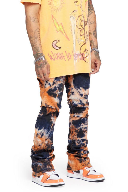 “SPIRAL GALAXY” STACKED FLARE JEAN ARANCIA NERO - Valabasas