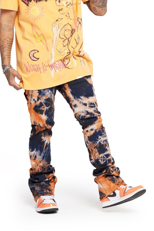 “SPIRAL GALAXY” STACKED FLARE JEAN ARANCIA NERO - Valabasas