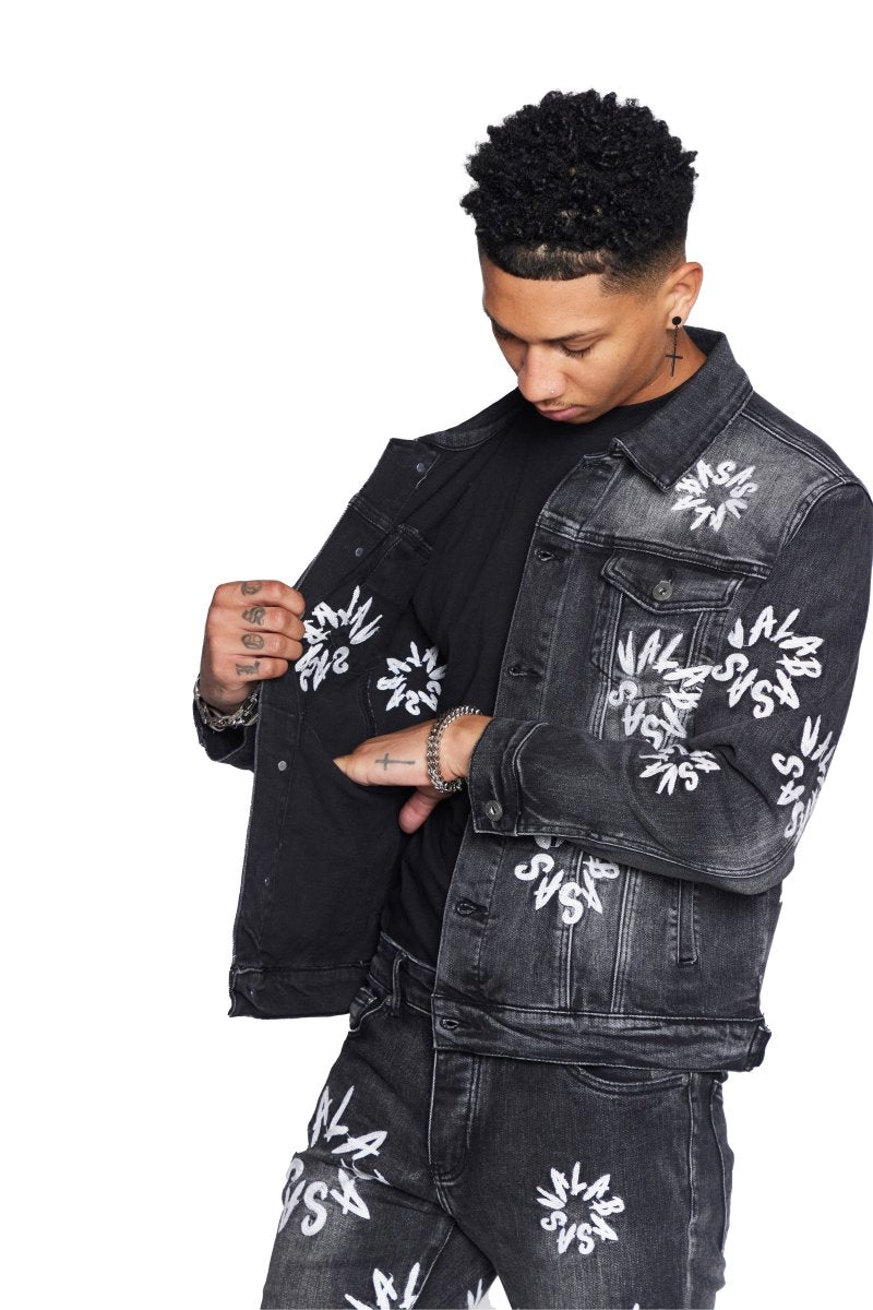 V ART” JACKET BLACK WASHED – Valabasas