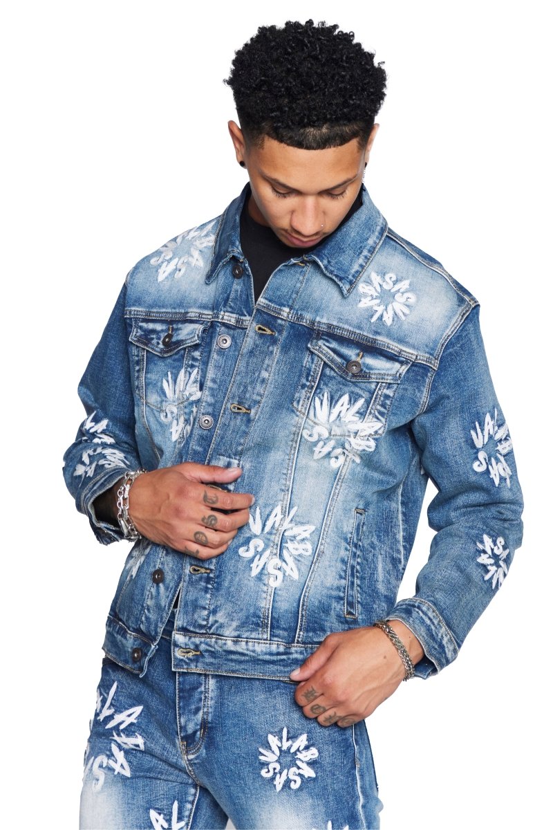 “V ART” JACKET LT BLUE WASHED - Valabasas