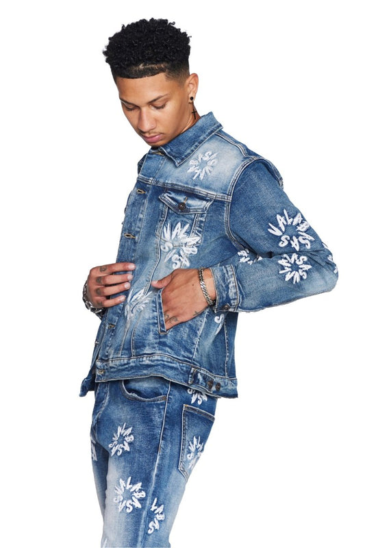 “V ART” JACKET LT BLUE WASHED - Valabasas