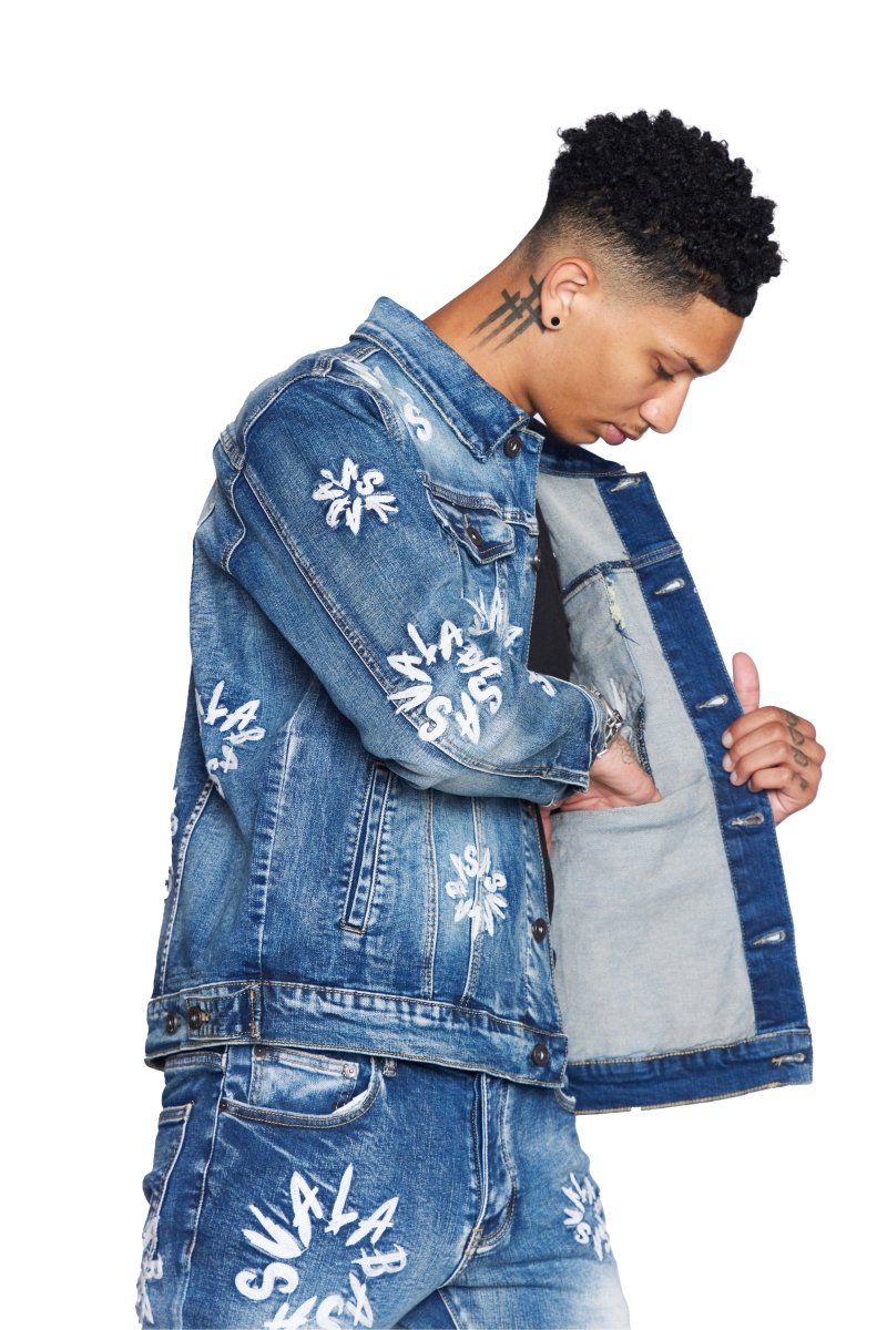 “V ART” JACKET LT BLUE WASHED - Valabasas
