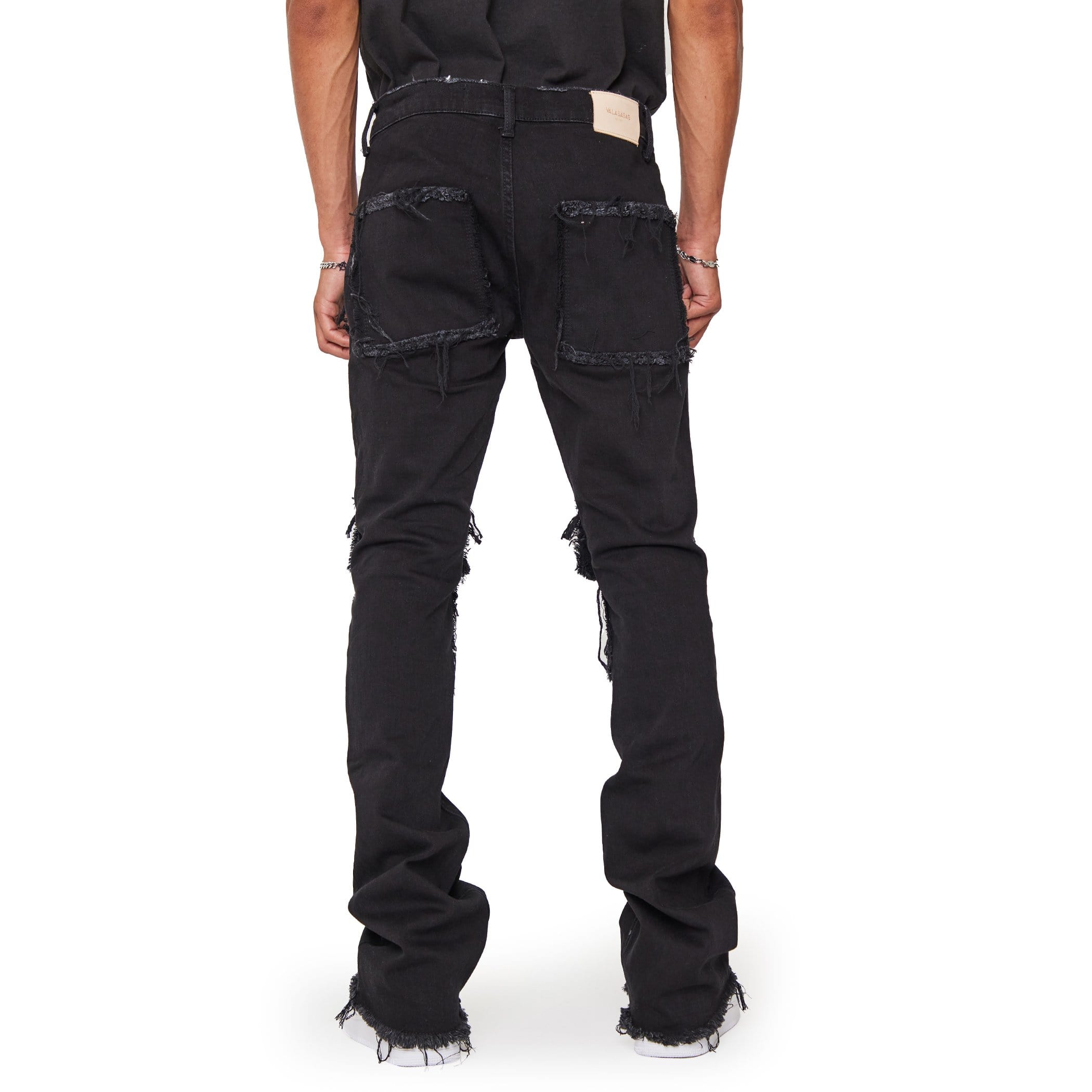 "V71'' BLACK STACKED FLARE JEAN – Valabasas Denim