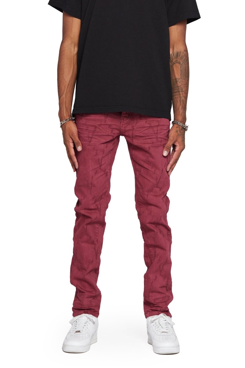 “VLOVE” SKINNY JEAN BURGUNDY - Valabasas