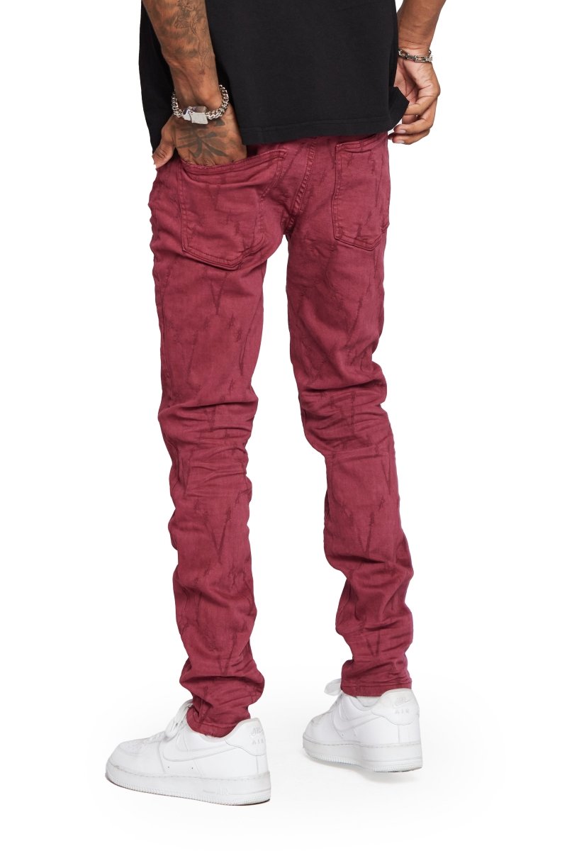 “VLOVE” SKINNY JEAN BURGUNDY - Valabasas