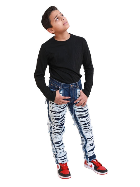 VPLAY KIDS JEAN "RAVAGED" INDIGO - Valabasas