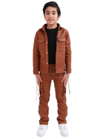 VPLAY KIDS LEATHER BUTTON DOWN "NEO" OLIVE